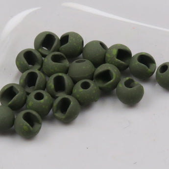 Mottled Tactical Slotted Tungsten Beads - Olive