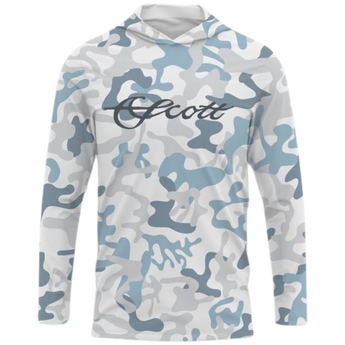 Scott Long Sleeve Blue Camo Hooded Performance Shirt