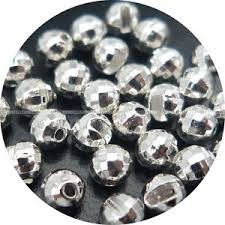 Faceted Slotted Tungsten Beads Silver